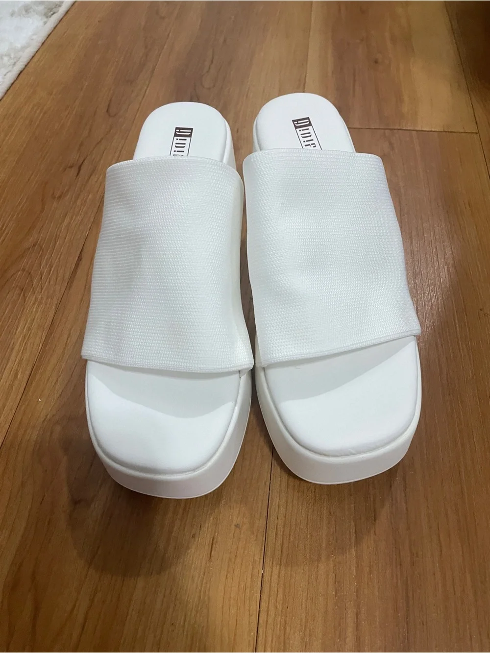 White Platform Slide Wedges for Women